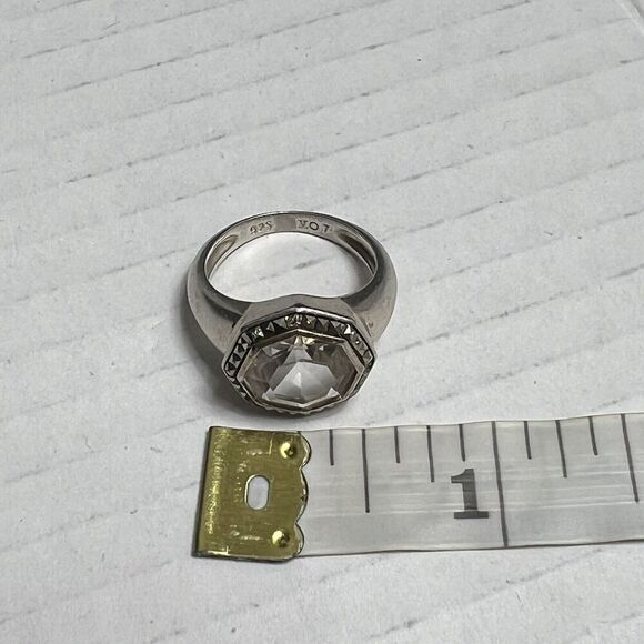 Faceted Quartz Crystal 925 Sterling Large Ring With Spinel READ Size 6.75 - Picture 5 of 16
